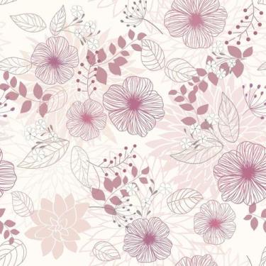 Imagem de Papel De Parede Flores Rosa Floral Autocolante Lavavel 2.5m - DELIQUAD