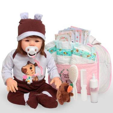 Imagem de Bebê Reborn Menina com Bolsa Maternidade e Capivara - Cegonha Reborn D