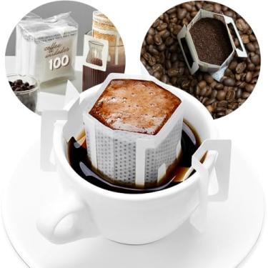 Imagem de Kit 50 Unidades Coador de Café Individual Portáteis com Alça, Descartável de Papel Filtro de Café Individual com Encaixe Para Xícaras e Copos Coffee