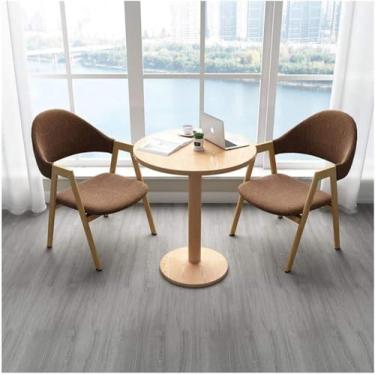 Imagem de Mesa Redonda De Recepção De Escritório Mesa Redonda Pequena Moderna Combinação De Mesa De Recepção E Cadeira De Escritório Varanda Sala De Estar Sala De Estudo C, Brown