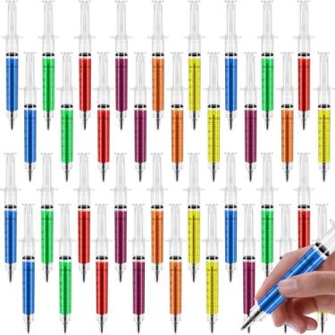 Imagem de PLMMOUT 36 canetas de seringa, caneta de seringa divertida de tinta de 3 cores, canetas em forma de seringas retráteis, caneta de seringas multicoloridas para enfermeiros, presentes imaginários de