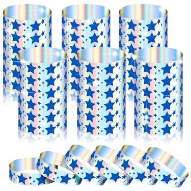 Imagem de Glenmal 500 pulseiras para eventos, formatura, estrela néon, em massa, para eventos, patriótico, 4 de julho, à prova d'água, pulseiras adesivas para festa de casamento (azul)