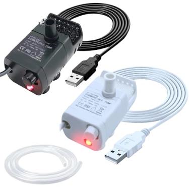 Imagem de URANT Mini Bomba De Fonte Usb 2 Peças, Submersível Cc 5 V 0,7 W Com Filtro, Adequada Para Aquários Pequenos E Médios, Bombas Mesa, Lagos, Hidropônicas (Preto Branco)