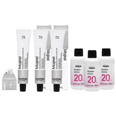 Imagem de Loreal Kit 3 Coloração Majirel 4 Castanho 50g + 3 Água Oxigenada 20v -