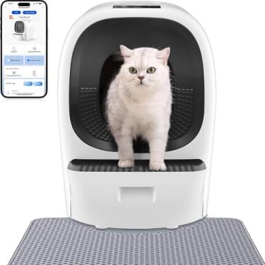 Imagem de LALAHOME Caixa de areia para gatos autolimpante, auto-refil, caixa de areia automática para vários gatos, colher de ancinho anti-beliscão/remoção de odores/controle de aplicativo/segurança integrada,