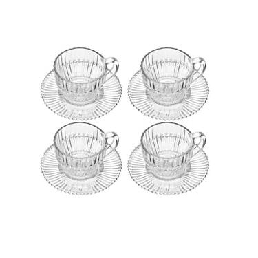 Imagem de Conjunto 4 Xícaras de Chá Wolff Império 220ml com Pires Cristal Design Clássico