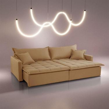 Imagem de Sofá Cama Flora 02 Módulos De 90cm Br 15cm Meu Sofá Online P321 Linho Dourado