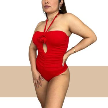 Imagem de Body Feminino sem alça Detalhe Flor Sem Bojo Com Alça de Amarrar no Pe
