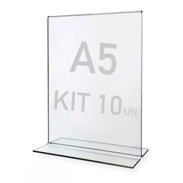 Imagem de Display Expositor T A5 15x21cm Acrílico Ps Balcão 10 Peças
