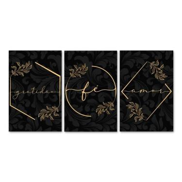 Imagem de Kit 3 Placas Decorativas Frases Gratidão Floral 20x30 Cm Mdf