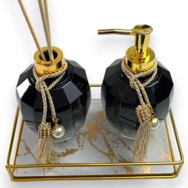 Imagem de Aromatizador Sabonete Líquido Lavabo Moderno com Bandeja Estilo Marmor