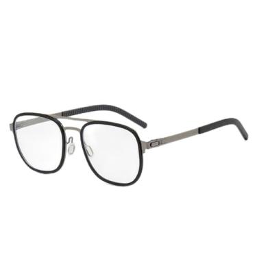 Imagem de Óculos anti-luz azul, armação de óculos retrô masculina, armação de óculos ultraleve antiderrapante de metal, armação preta, C