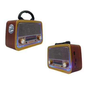 Imagem de Rádio Retrô Vintage Portátil AM/FM/SW | Recarregável via USB | Lanterna Lateral | Bivolt | Estilo e Praticidade em Qualquer Lugar (Marrom)