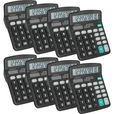 Imagem de Pacote com 8 calculadoras a granel, calculadoras de 12 dígitos com tela LCD grande e botão sensível, energia dupla solar e bateria, calculadora de mesa para escritório, escola, casa