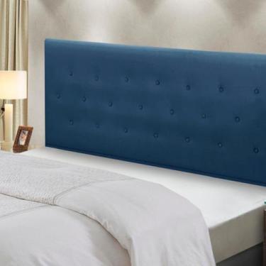 Imagem de Cabeceira de Cama Box Madeira Estofada Casal Montreal - D'Julia, Azul