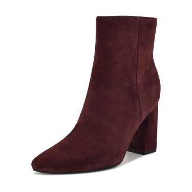 Imagem de Nine West Bota de cano curto feminina Reraye, Camurça vermelha escura 600, 40