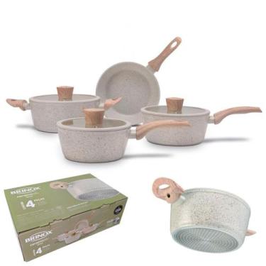 Imagem de Jogo De Panela Brinox Antiaderente Cerâmica Indução 4 Peças, Vanilla