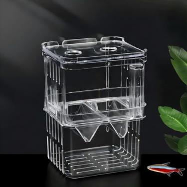 Imagem de EKMOIS Caixa de criador de peixes de aquário, incubadora de incubadora, caixa multifuncional de isolamento de criador de acrílico, caixa de incubadora para incubadora de peixe frito, betta, camarão e