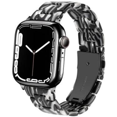 Imagem de SPINYE Pulseira de substituição de resina colorida de 38 mm, 40 mm, 41 mm e 42 mm, para Apple Watch séries 10/9/8 / Ultra/7 / SE / 6/5 / 4/3 feminino e masculino (listras de zebra)