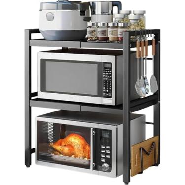 Imagem de Prateleira De Forno De Microondas Expansível 3 Prateleiras De Microondas Largura E Altura Ajustáveis Organizador De Balcão De Cozinha Suporte De Prateleira Panelas Grelha Rac, 36 * 42 * 79cm