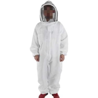Imagem de Macacão Profissional De Apicultor Ltbee Macacão De Apicultura Marrom Traje Espacial Com Véu Autoportante Para Apicultores Inclui Luvas De Proteção, Thick white（1000g）, XXL