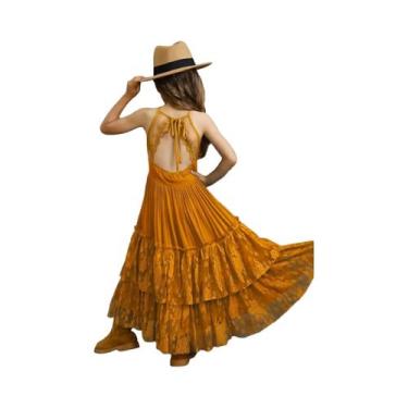 Imagem de Vestido longo do laço para meninas de 3 a 15 anos - bibihou, 4Tês, Caf