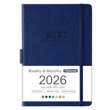 Imagem de Artfan Agenda 2024-2025 - Agenda mensal semanal de 12 meses 2024-2025, julho de 2024 - junho de 2025, 14,6 cm x 21 cm, couro Saffiano com papel grosso, bolso traseiro com 40 páginas de notas - azul