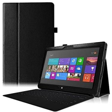 Imagem de ZZOUGYY Capa de tablet para Microsoft Surface RT/Surface 2 de 10,6 polegadas, capa de couro leve com suporte fólio ultrafina para Surface RT 1516 Surface2 1572 10,6" Windows RT (preto)