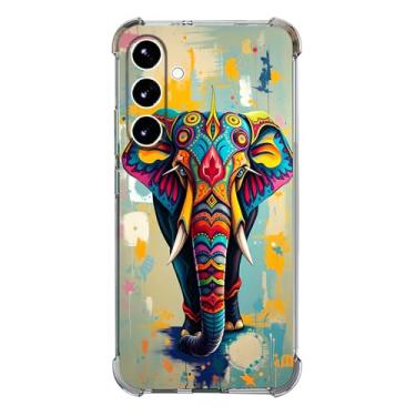 Imagem de Beaucov Capa para Galaxy S25 FE, padrão tribal elefante proteção contra quedas, à prova de choque, capa protetora de corpo inteiro resistente a arranhões para Samaung Galaxy S25 FE