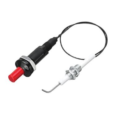 Imagem de ＫＬＫＣＭＳ Kit de ignição piezoelétrica com botão de pressão, fio longo de 30 cm, eletrodo rosqueado universal para lareira, aquecedor a gás, churrasqueira