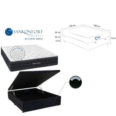 Imagem de Conjunto Box Baú Viúva Colchão Molas Ensacadas Sleep Fresh Sankonfort 