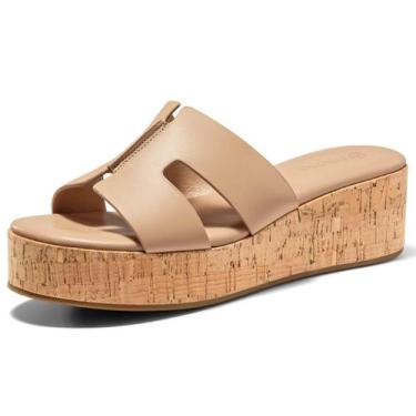 Imagem de Sandálias de cunha plataforma Coutgo Open Toe Slip On Cortiça