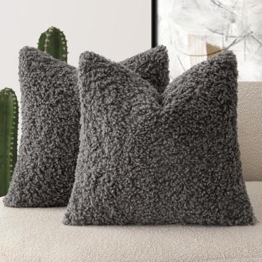 Imagem de Capa de travesseiro Findtower Cinza Escuro Faux Fur 45x45cm (2 peças) 