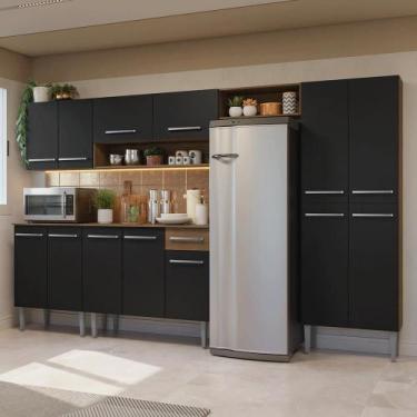 Imagem de Armário de Cozinha Completa 293cm Rustic/Preto Emilly Madesa 011, Rust