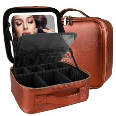 Imagem de Bolsa de maquiagem de viagem MOMIRA Cosmetic Organizer com espelho ilu