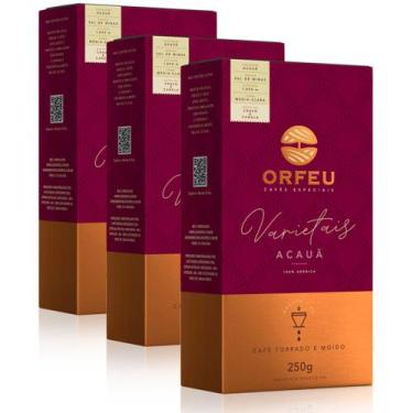 Imagem de Café Moído Premium Orfeu Sabor Acauã Kit 3 Pacotes de 250g
