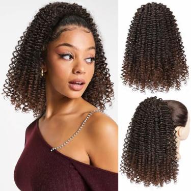 Imagem de Lommel Extensão de rabo de cavalo, extensão de rabo de cavalo de 35,5 cm para mulheres negras, extensões de cabelo cacheado com cordão de rabo de cavalo para mulheres negras, cabelo encaracolado afro