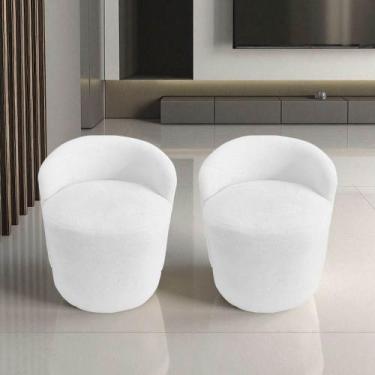 Imagem de Kit 2 Poltronas Decorativa Yara Orgânica Couro Branco - Mansão Decor