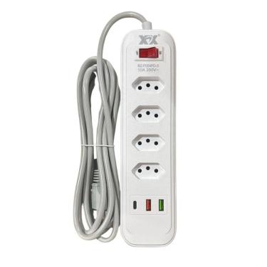 Imagem de Extensão Com 4 Tomadas + 2 Usb + 1 Tipo C 10A 3 Metros