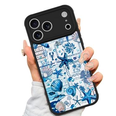 Imagem de AIGOMARA Capa magnética feita para iPhone 17 Pro [compatível com MagSafe] concha azul estrela do mar oceano colagem de férias para mulheres meninas homens TPU macio hack PC traseira resistente capa