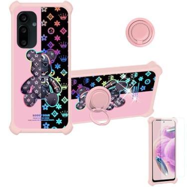 Imagem de jioeuinly Capa compatível com Saga 2 Solana Mobile Seeker [com protetor de tela de vidro temperado][PC rígido + silicone macio][suporte para anel] [luz refletora colorida] IMDF-JXX