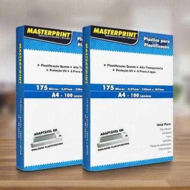 Imagem de Kit com 2 Caixas de Plástico Plastificação A4 Masterprint 175 Micras 0