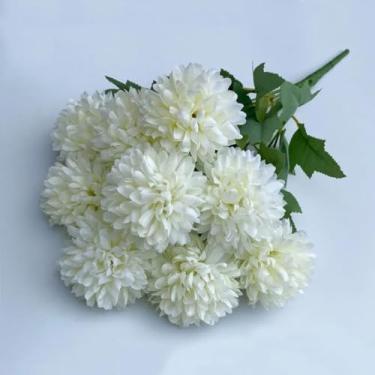 Imagem de Buquê de flores artificiais, crisântemo, casamento, natal, noiva, buquê, artesanato, scrapbooking, guirlanda, adereços, decoração de mesa para festa (1 peça/branco)