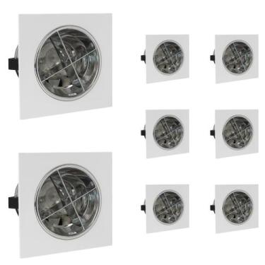 Imagem de 8 Luminária Embutir Compacta E27 Com Aleta Para 2 Lâmpada - PEDLED