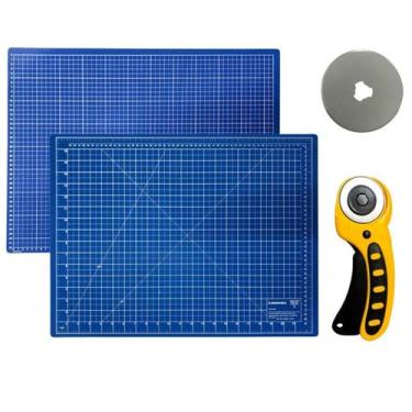 Imagem de Kit Base Placa de Cortar Tecido Papel Apoio de Mesa A2 45 x 60 + Corta