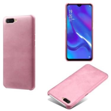 Imagem de Capa para OPPO R15X,Proteção contra quedas,Casca de volta de cor sólida simples,Design de couro de imitação de plástico-Pink