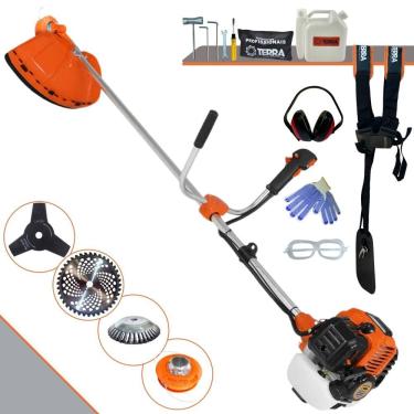 Imagem de Máquina de Cortar Grama Terra GR520XP 52cc 2,5HP Roçadeira Completa Com Faca 3 Pontas, Faca 40 Dentes + Carretel Nylon + Escova de Aço 38 Cerdas + EPI