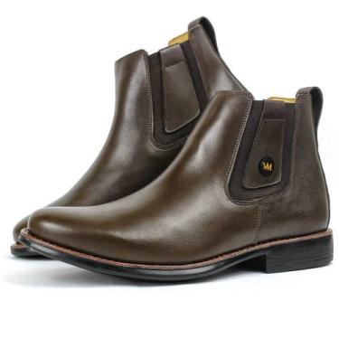 Imagem de Botina Masculina em Couro com Palmilha em Gel - Café - Vítor Melo, 41,