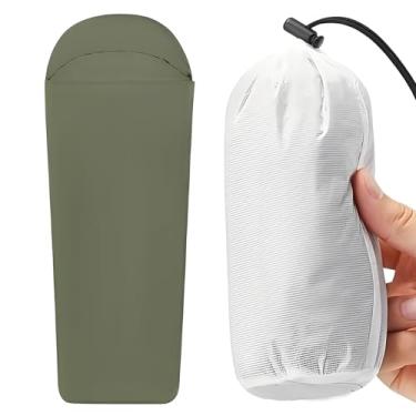 Imagem de Forro de saco de dormir lavável ultraleve, forro de saco de dormir para viagens, saco de dormir portátil de 127 g com tecido de nylon macio para mochila, acampamento, estadia em hotel, compacto (verde