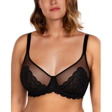 Imagem de Sutiã Minimizer HSIA Mermaid Scales, renda, cobertura total, preto